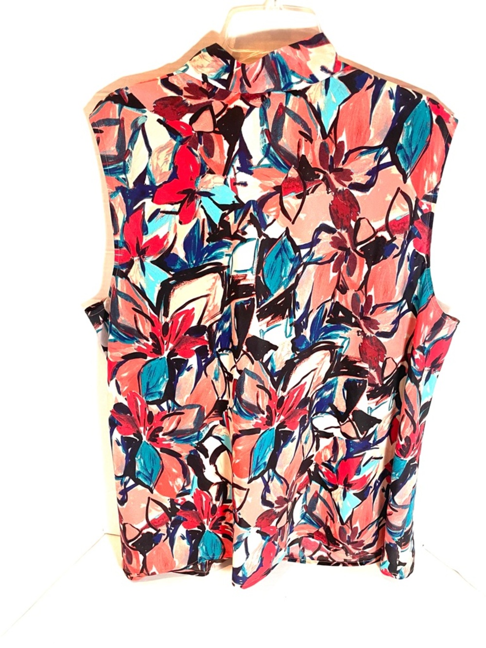 Kasper 3X Plus Size Floral Sleeveless Blouse Tie Front Lightweight Top - Picture 10 of 13